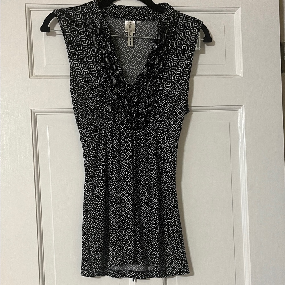 Heart Soul Black and White Geometric Blouse